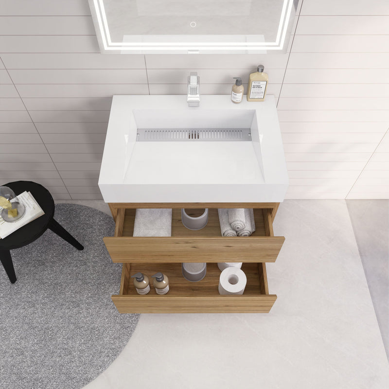 Monterey 30" Wall Mounted Vanity with Reinforced Acrylic Sinks