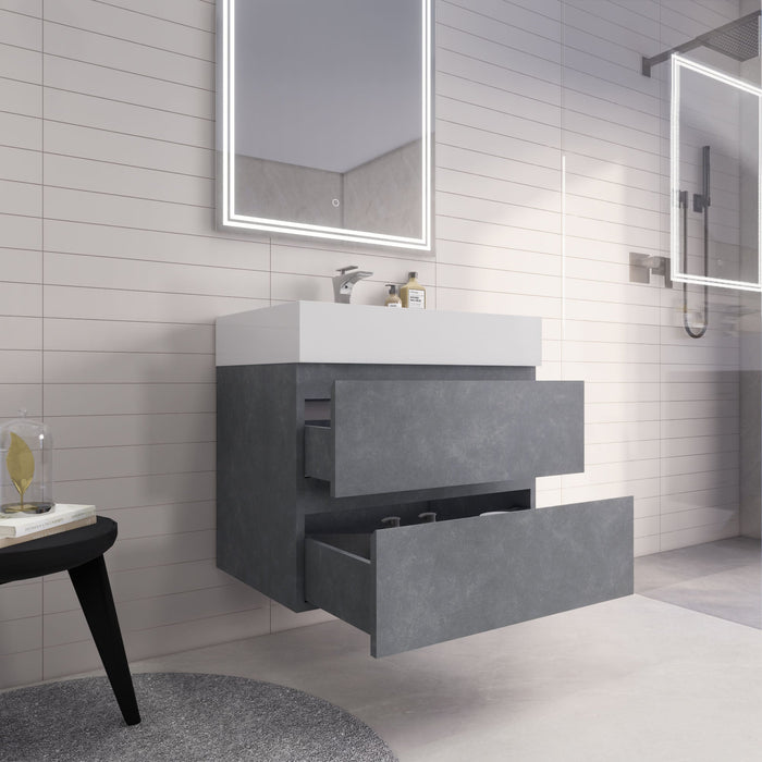 Monterey 30" Wall Mounted Vanity with Reinforced Acrylic Sinks