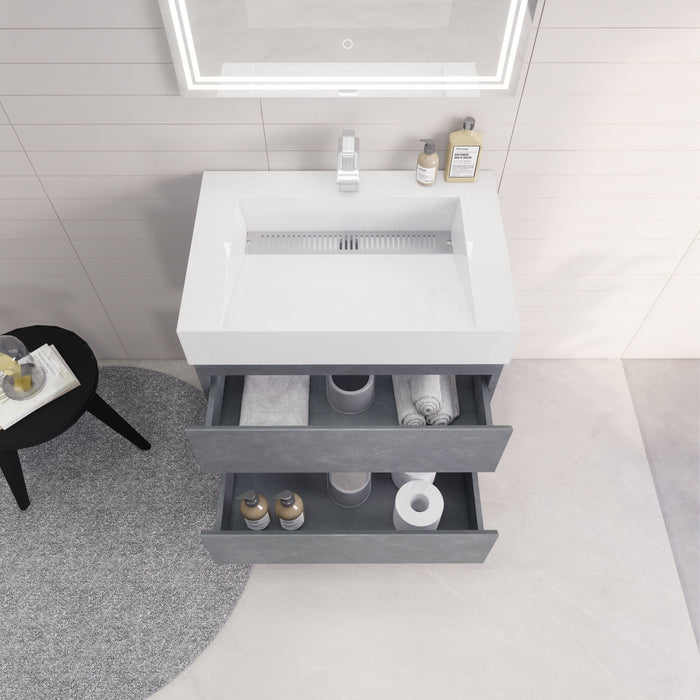 Monterey 30" Wall Mounted Vanity with Reinforced Acrylic Sinks