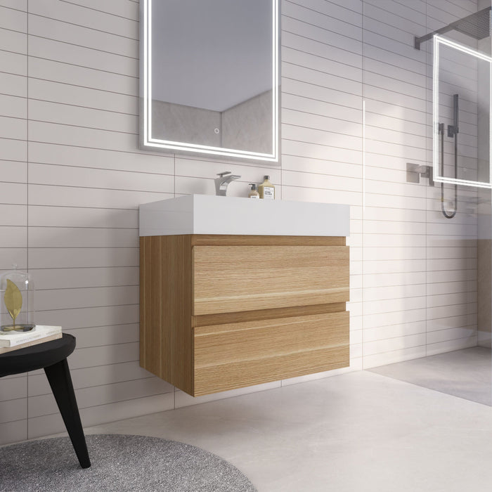 Monterey 30" Wall Mounted Vanity with Reinforced Acrylic Sinks