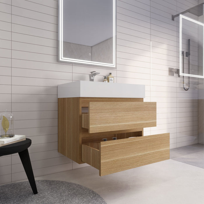 Monterey 30" Wall Mounted Vanity with Reinforced Acrylic Sinks