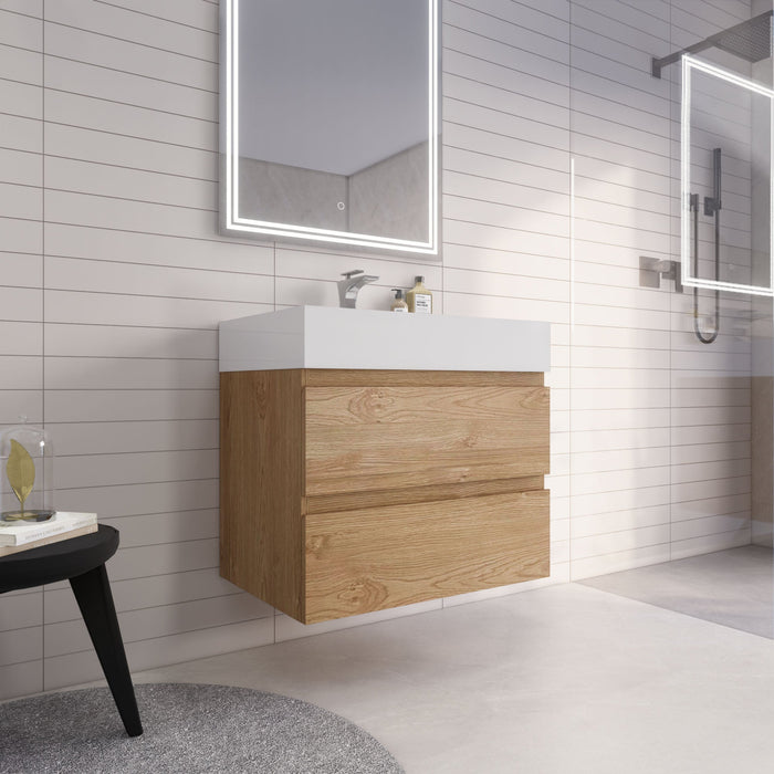 Monterey 30" Wall Mounted Vanity with Reinforced Acrylic Sinks