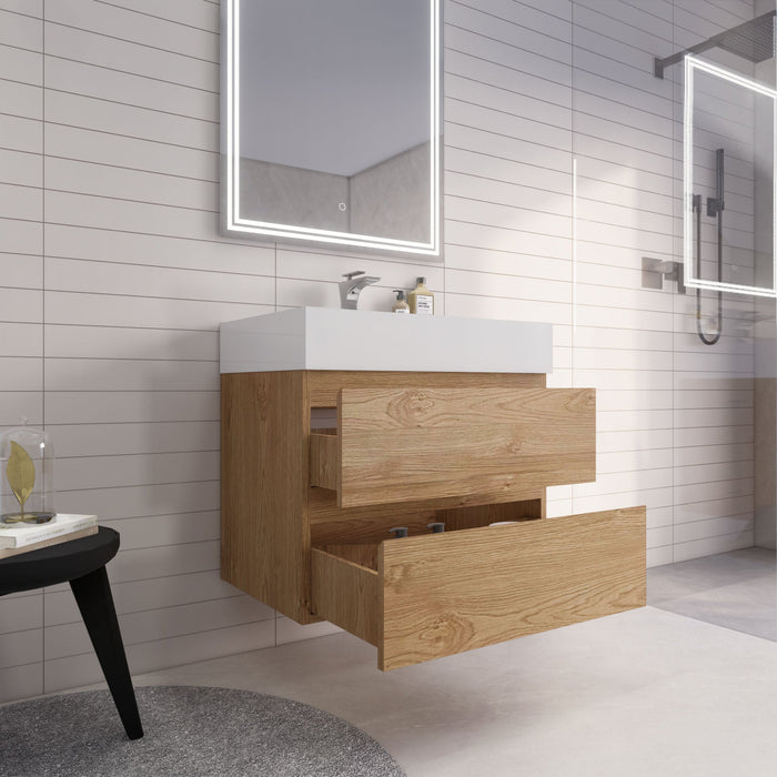 Monterey 30" Wall Mounted Vanity with Reinforced Acrylic Sinks