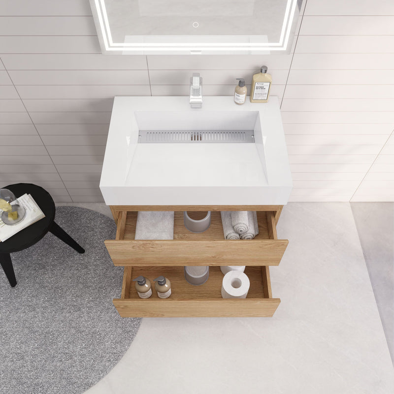 Monterey 30" Wall Mounted Vanity with Reinforced Acrylic Sinks