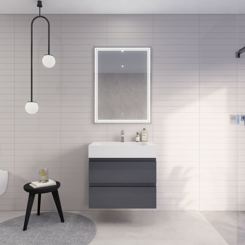 Monterey 30" Wall Mounted Vanity with Reinforced Acrylic Sinks