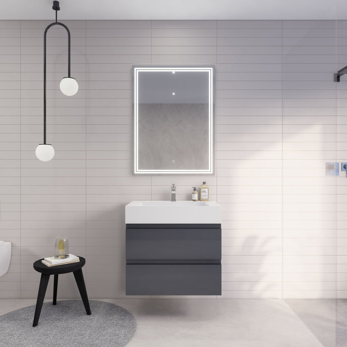 Monterey 30" Wall Mounted Vanity with Reinforced Acrylic Sinks