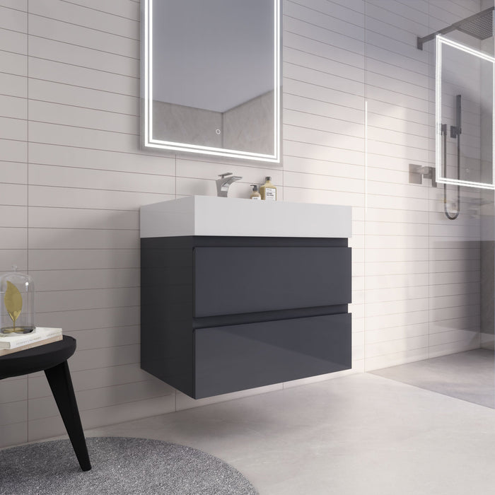 Monterey 30" Wall Mounted Vanity with Reinforced Acrylic Sinks