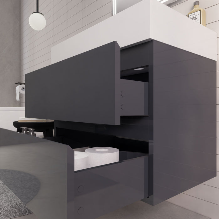 Monterey 30" Wall Mounted Vanity with Reinforced Acrylic Sinks