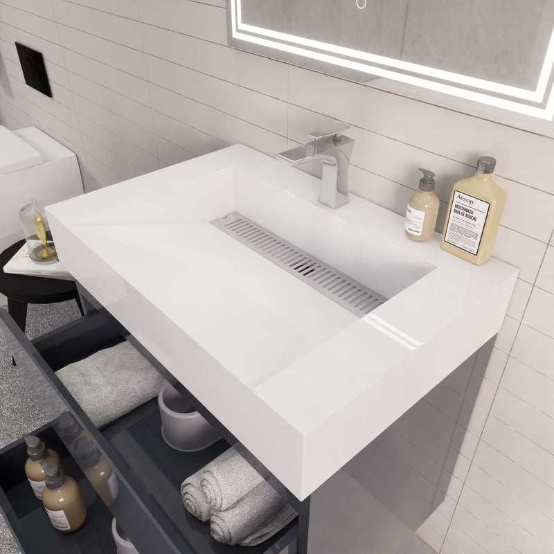 Monterey 30" Wall Mounted Vanity with Reinforced Acrylic Sinks