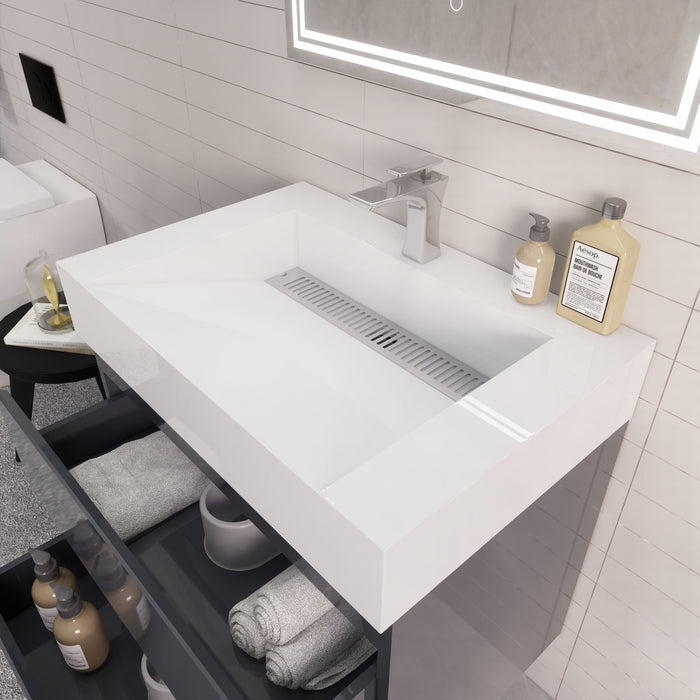 Monterey 30" Wall Mounted Vanity with Reinforced Acrylic Sinks