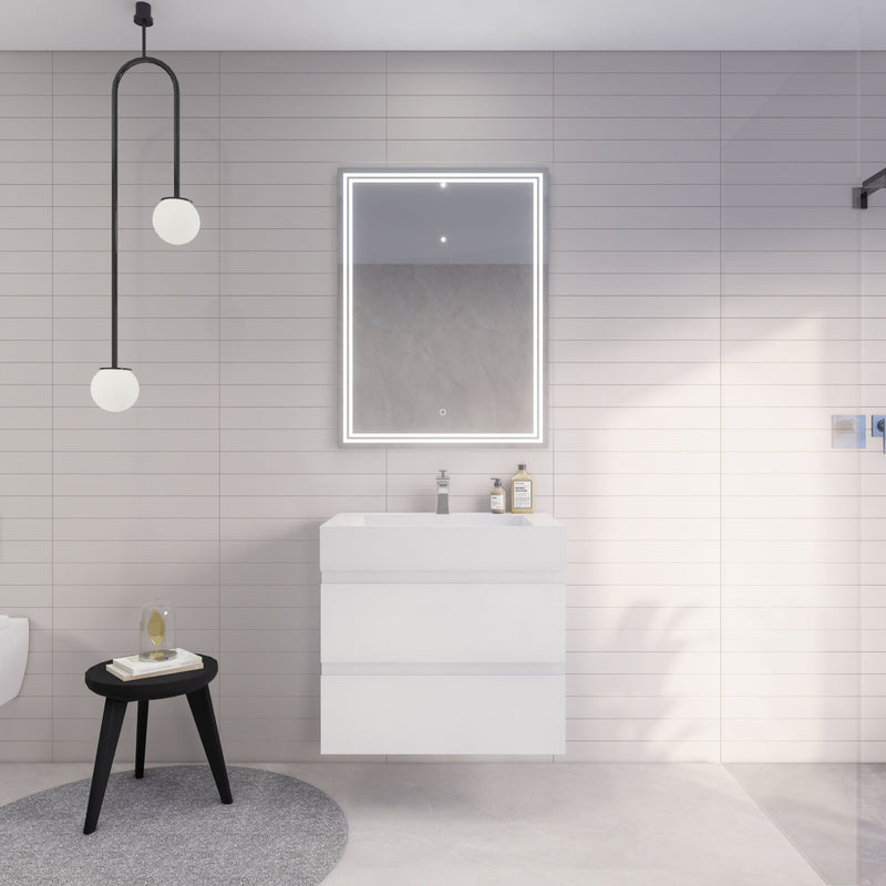 Monterey 30" Wall Mounted Vanity with Reinforced Acrylic Sinks
