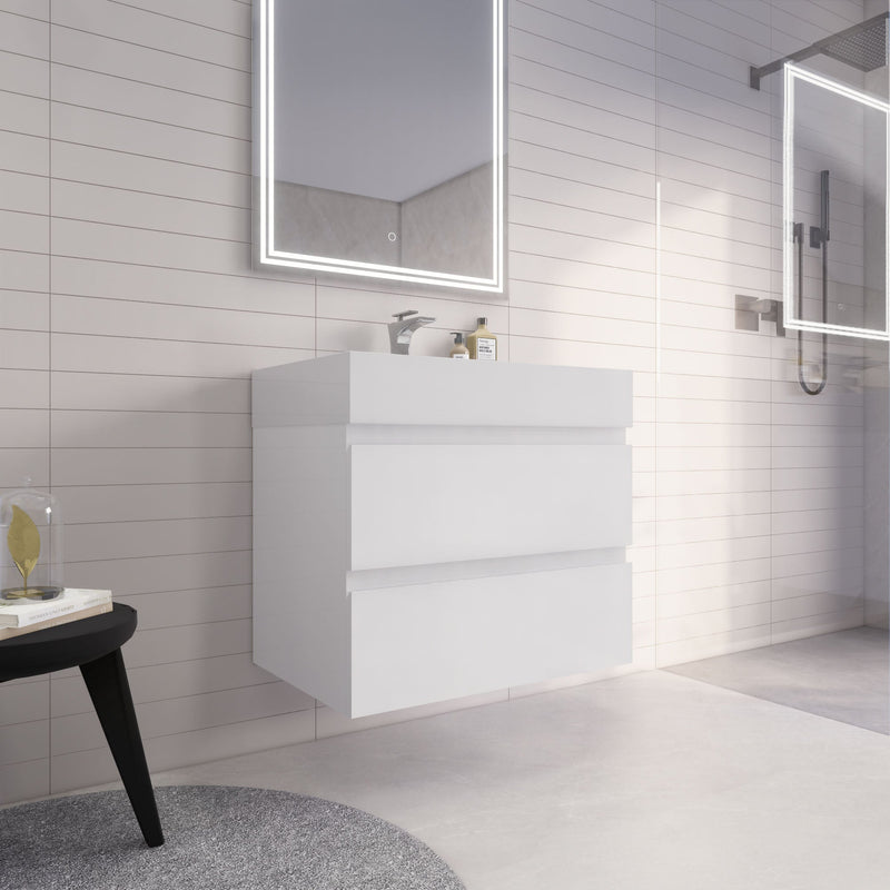 Monterey 30" Wall Mounted Vanity with Reinforced Acrylic Sinks