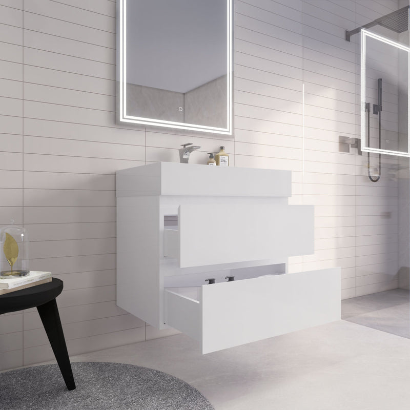 Monterey 30" Wall Mounted Vanity with Reinforced Acrylic Sinks