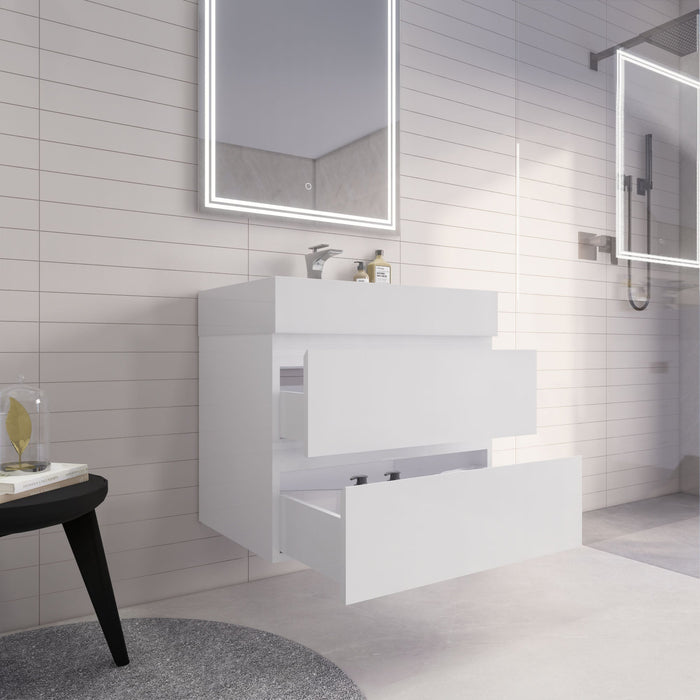 Monterey 30" Wall Mounted Vanity with Reinforced Acrylic Sinks