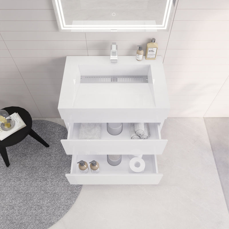 Monterey 30" Wall Mounted Vanity with Reinforced Acrylic Sinks
