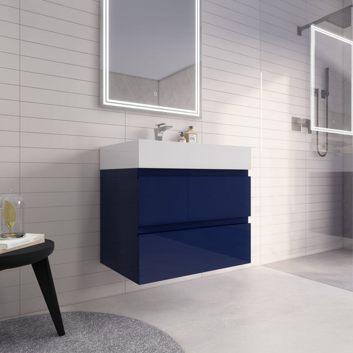 Monterey 30" Wall Mounted Vanity with Reinforced Acrylic Sinks