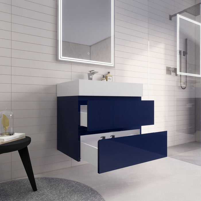 Monterey 30" Wall Mounted Vanity with Reinforced Acrylic Sinks