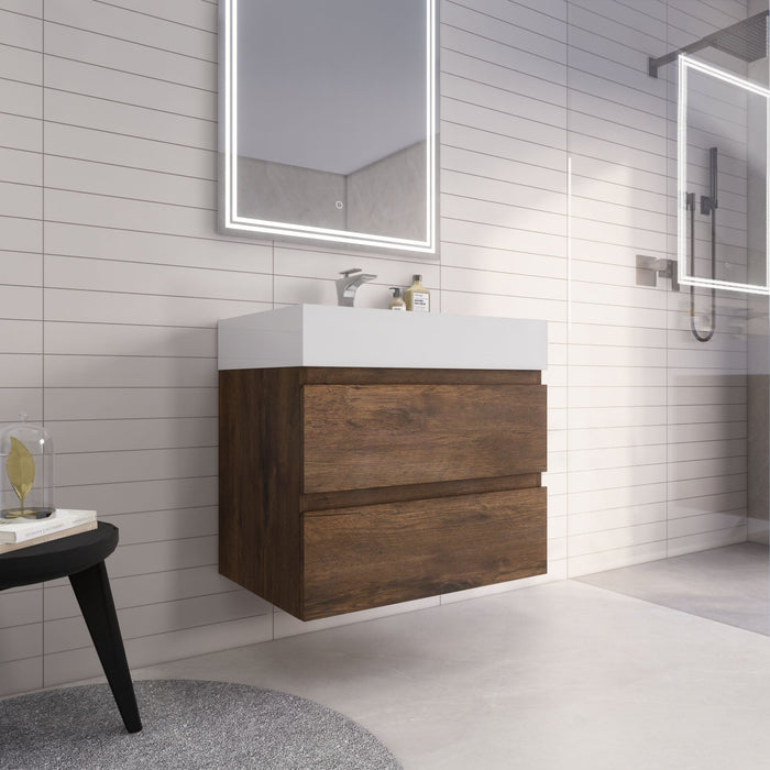 Monterey 30" Wall Mounted Vanity with Reinforced Acrylic Sinks