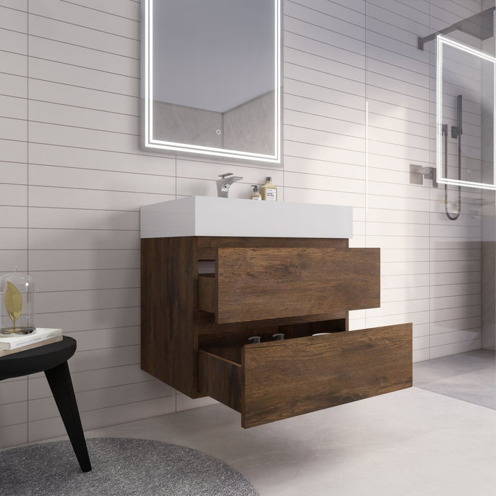 Monterey 30" Wall Mounted Vanity with Reinforced Acrylic Sinks