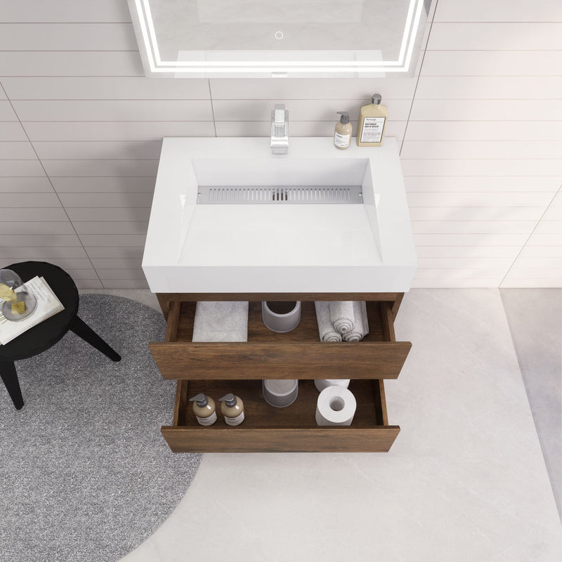 Monterey 30" Wall Mounted Vanity with Reinforced Acrylic Sinks