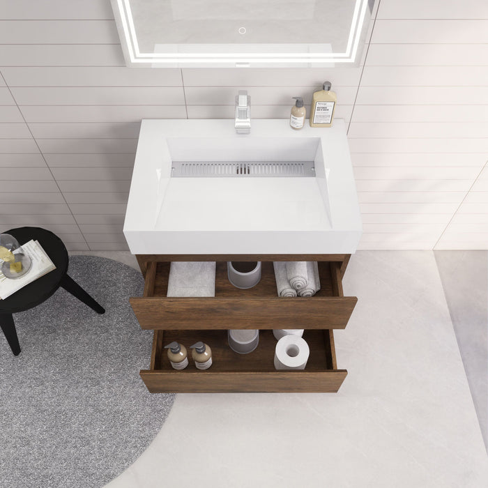 Monterey 30" Wall Mounted Vanity with Reinforced Acrylic Sinks