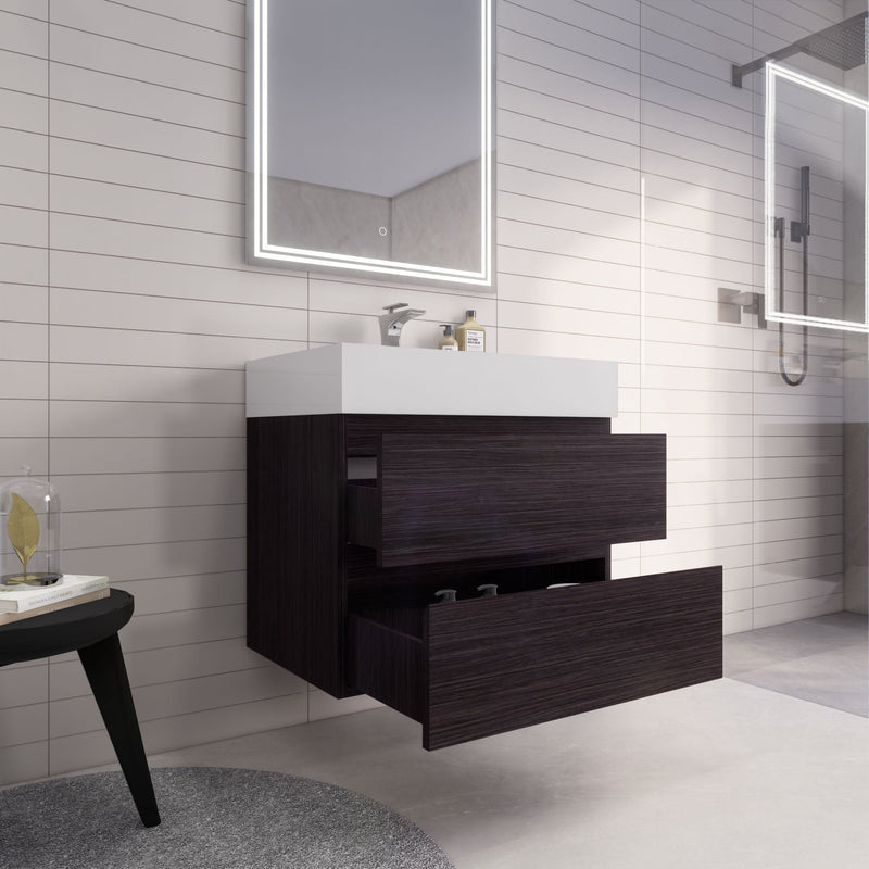 Monterey 30" Wall Mounted Vanity with Reinforced Acrylic Sinks