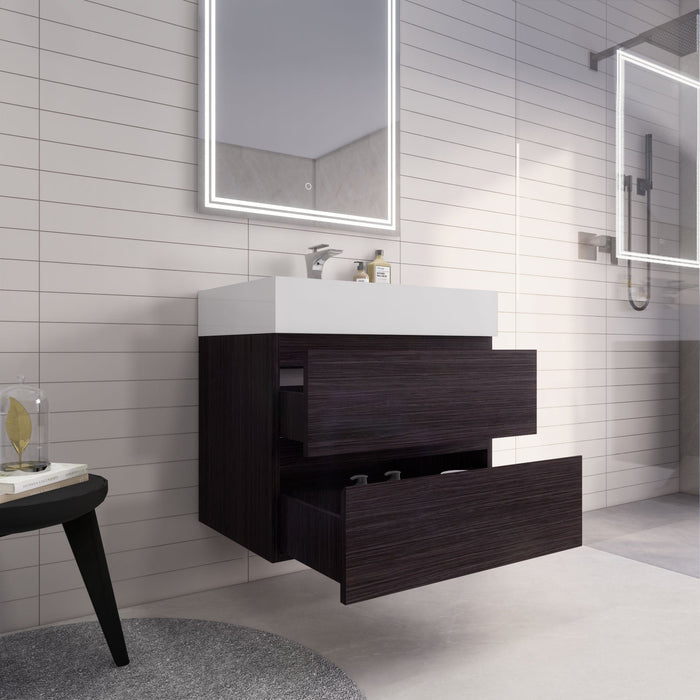 Monterey 30" Wall Mounted Vanity with Reinforced Acrylic Sinks
