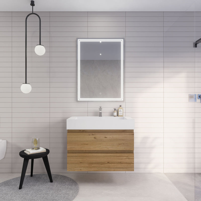 Monterey 36" Wall Mounted Vanity with Reinforced Acrylic Sinks