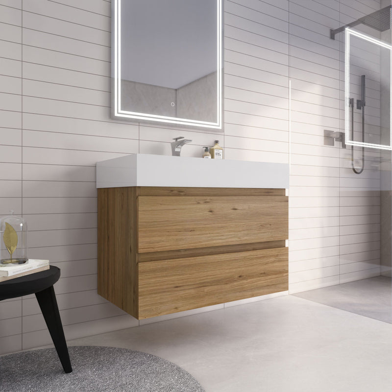 Monterey 36" Wall Mounted Vanity with Reinforced Acrylic Sinks