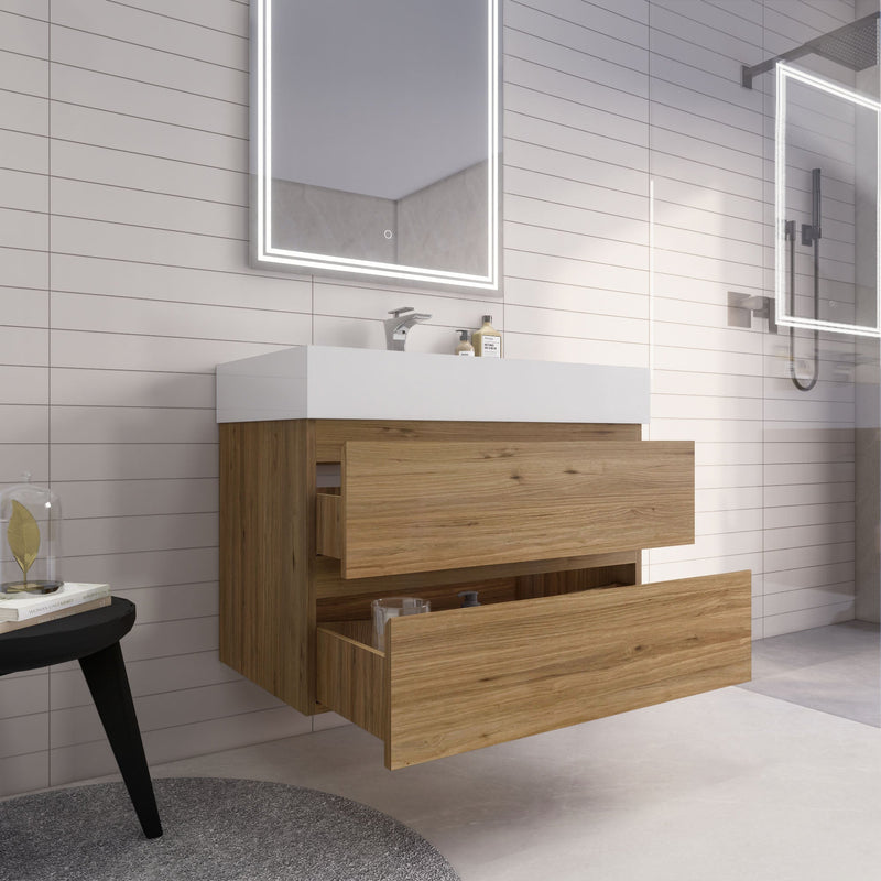 Monterey 36" Wall Mounted Vanity with Reinforced Acrylic Sinks