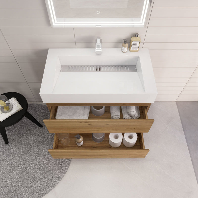 Monterey 36" Wall Mounted Vanity with Reinforced Acrylic Sinks