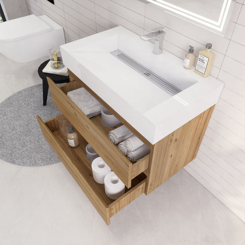Monterey 36" Wall Mounted Vanity with Reinforced Acrylic Sinks