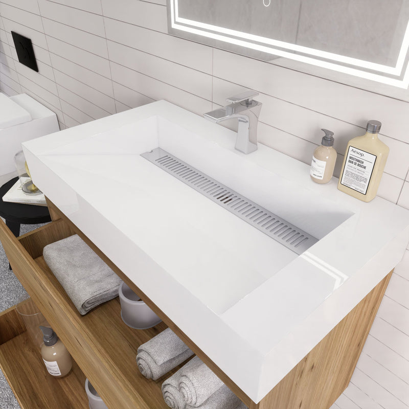 Monterey 36" Wall Mounted Vanity with Reinforced Acrylic Sinks