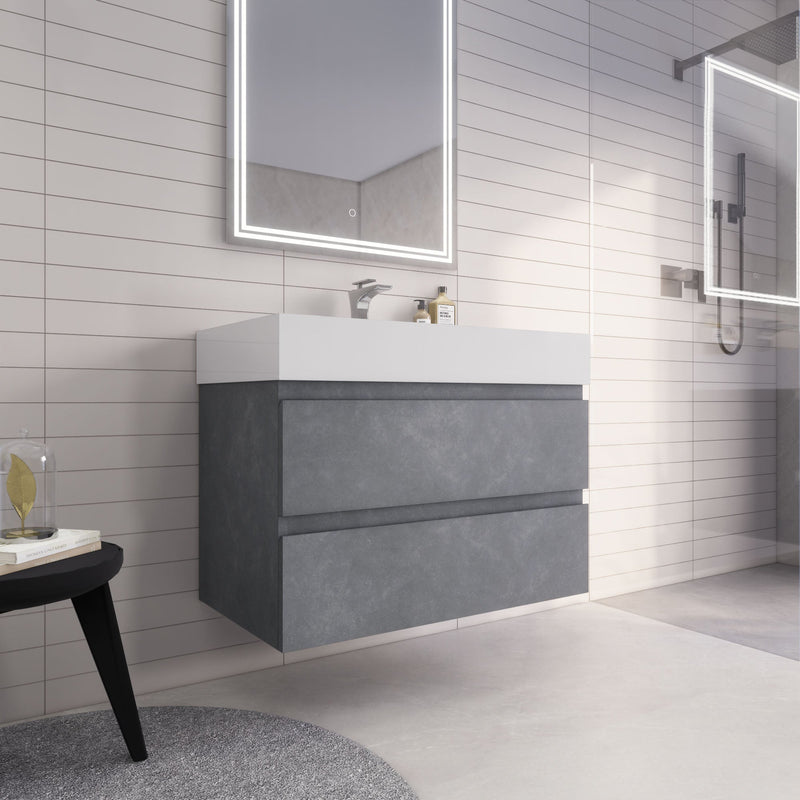 Monterey 36" Wall Mounted Vanity with Reinforced Acrylic Sinks