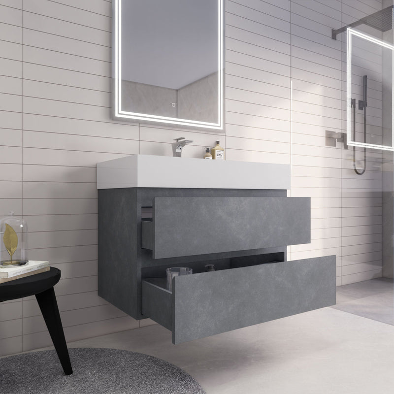 Monterey 36" Wall Mounted Vanity with Reinforced Acrylic Sinks