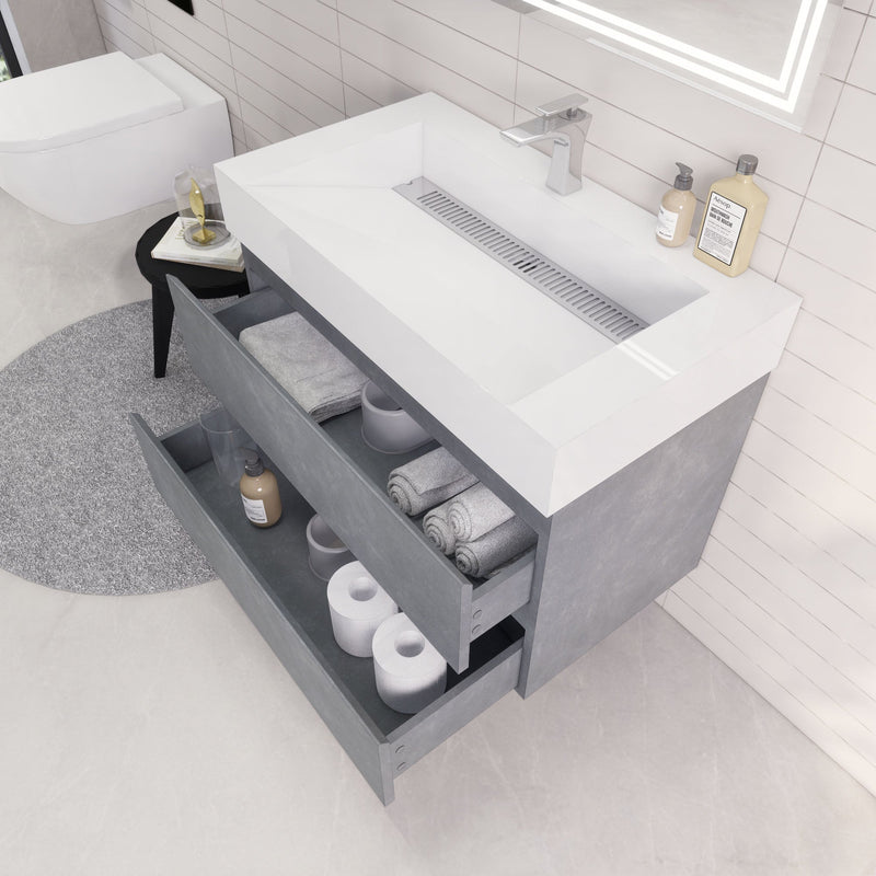 Monterey 36" Wall Mounted Vanity with Reinforced Acrylic Sinks