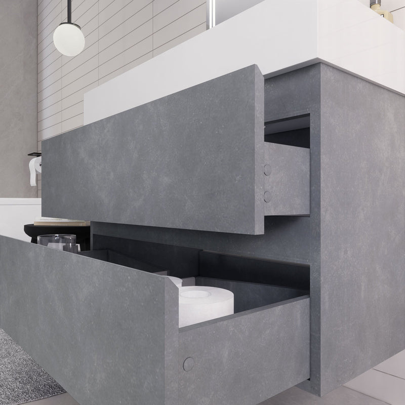 Monterey 36" Wall Mounted Vanity with Reinforced Acrylic Sinks