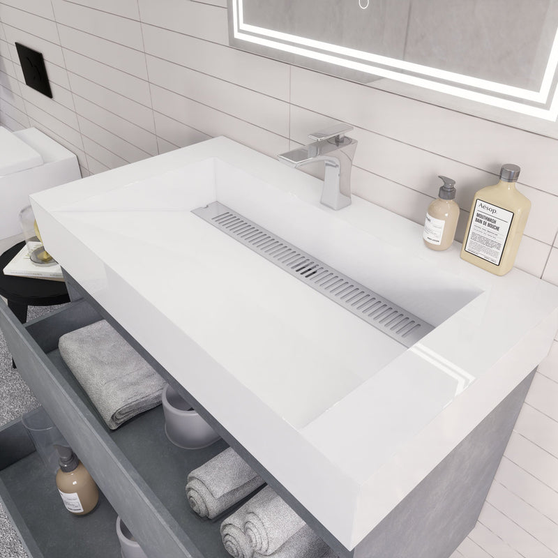 Monterey 36" Wall Mounted Vanity with Reinforced Acrylic Sinks