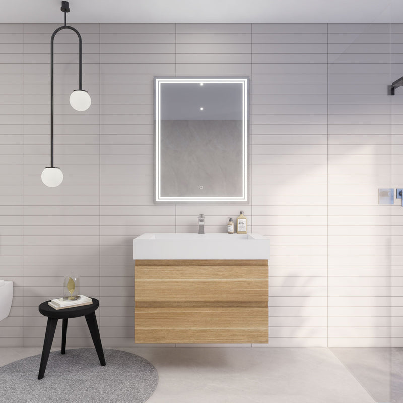 Monterey 36" Wall Mounted Vanity with Reinforced Acrylic Sinks (image 2)