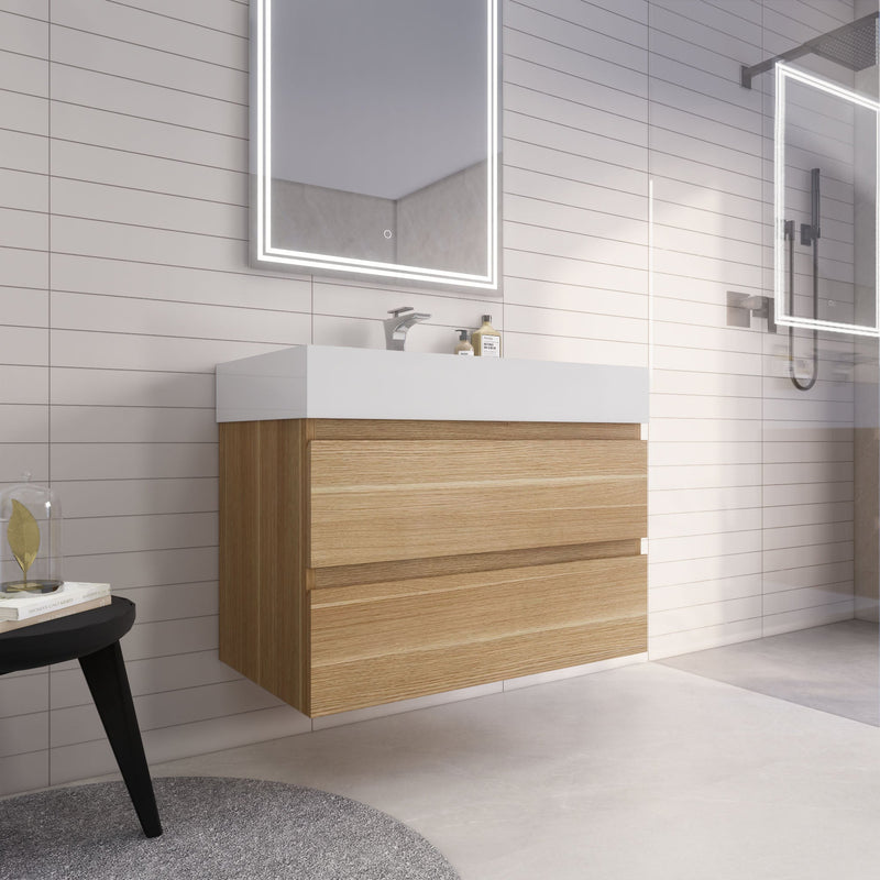 Monterey 36" Wall Mounted Vanity with Reinforced Acrylic Sinks (image 3)