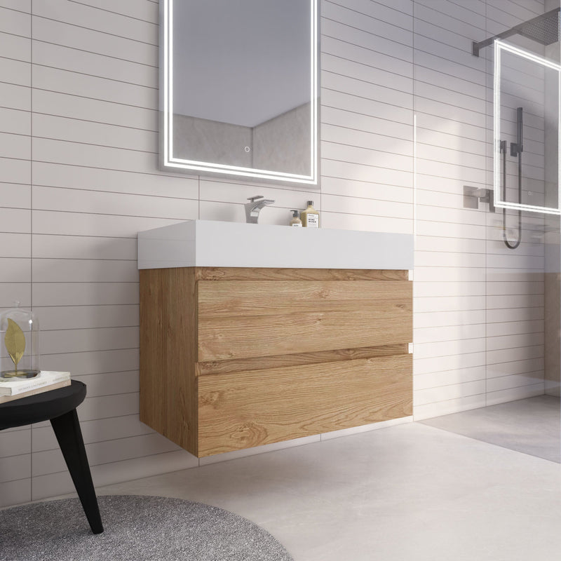 Monterey 36" Wall Mounted Vanity with Reinforced Acrylic Sinks