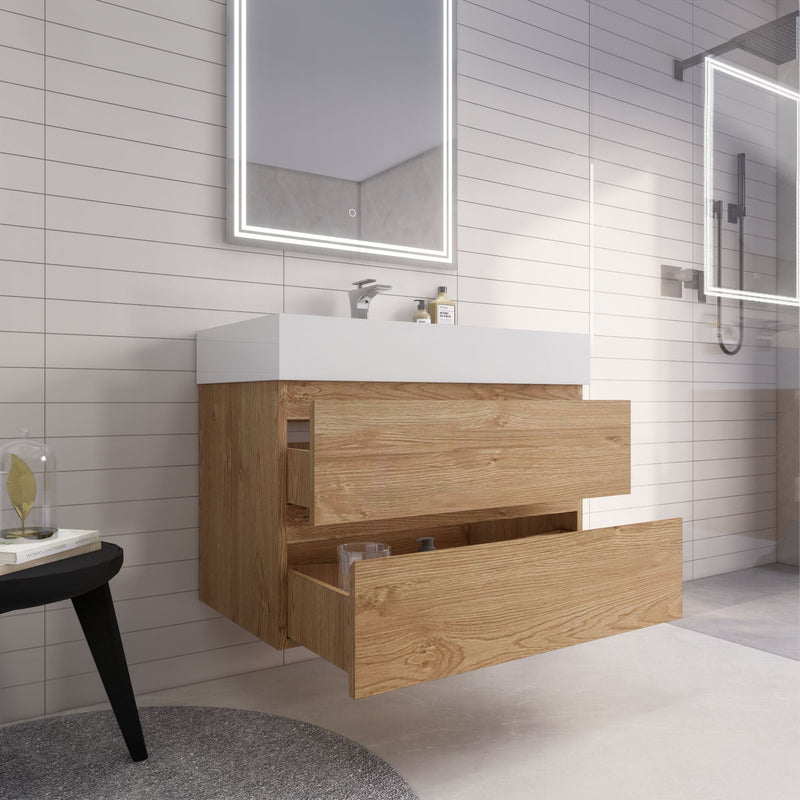 Monterey 36" Wall Mounted Vanity with Reinforced Acrylic Sinks