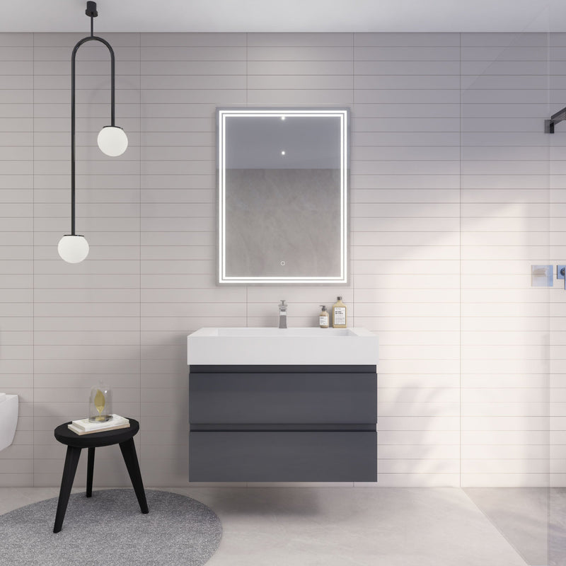 Monterey 36" Wall Mounted Vanity with Reinforced Acrylic Sinks