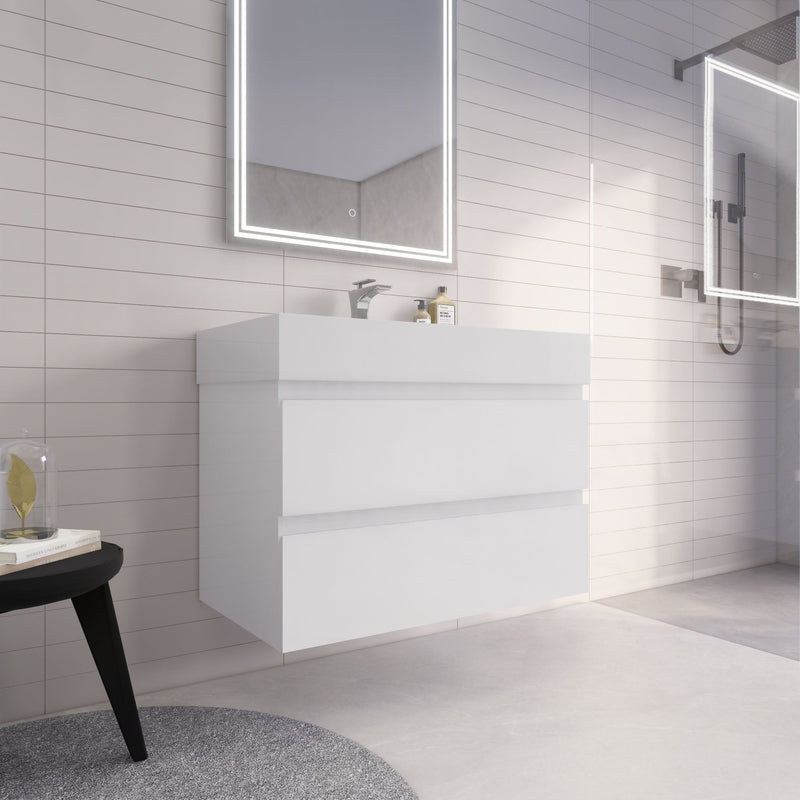 Monterey 36" Wall Mounted Vanity with Reinforced Acrylic Sinks