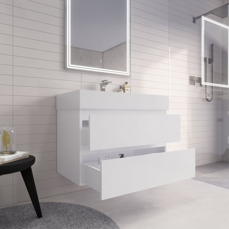 Monterey 36" Wall Mounted Vanity with Reinforced Acrylic Sinks