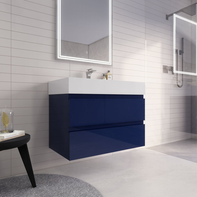 Monterey 36" Wall Mounted Vanity with Reinforced Acrylic Sinks