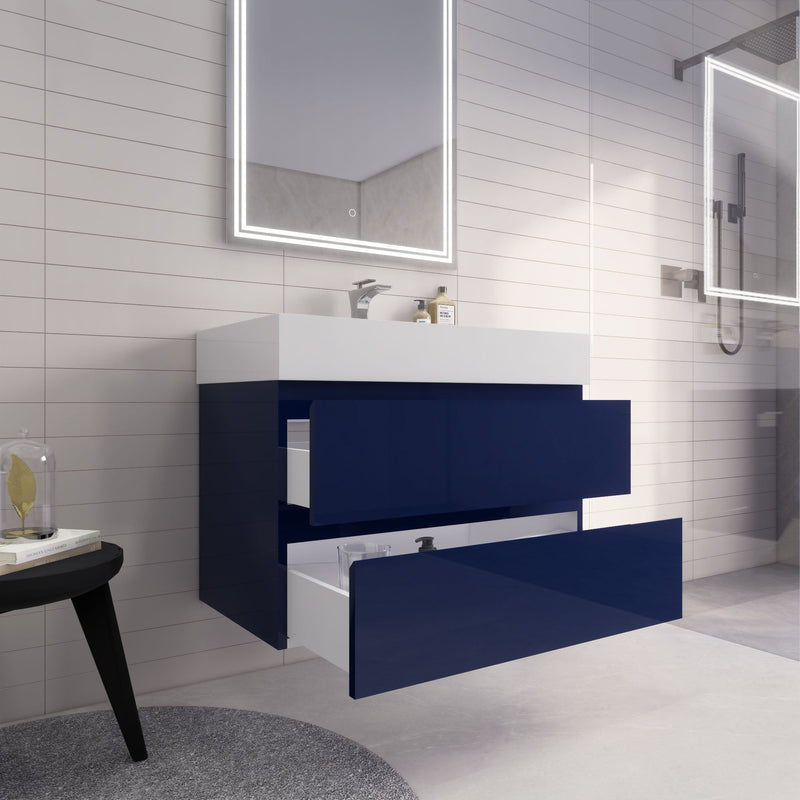 Monterey 36" Wall Mounted Vanity with Reinforced Acrylic Sinks