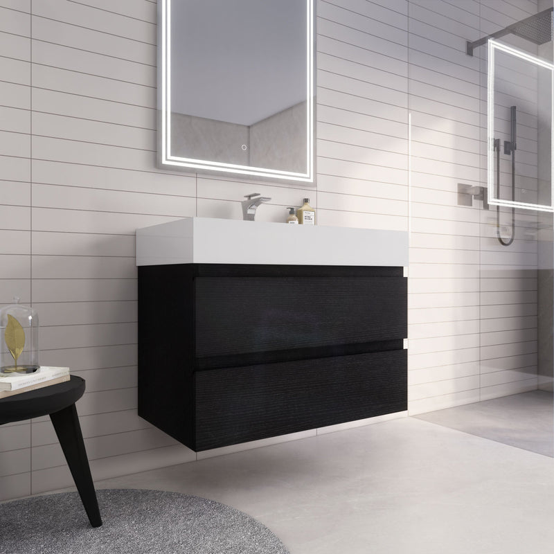 Monterey 36" Wall Mounted Vanity with Reinforced Acrylic Sinks