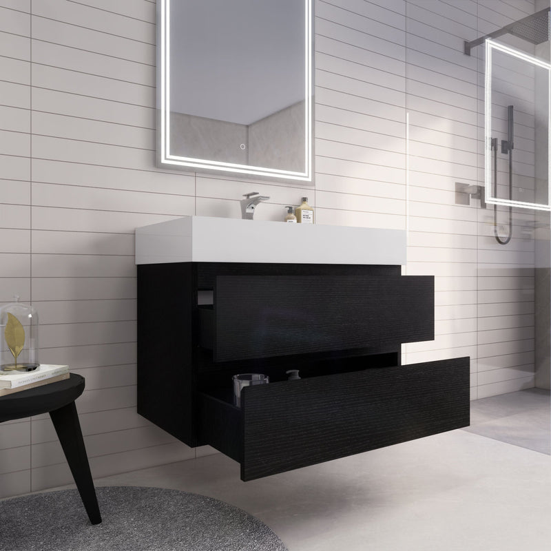 Monterey 36" Wall Mounted Vanity with Reinforced Acrylic Sinks