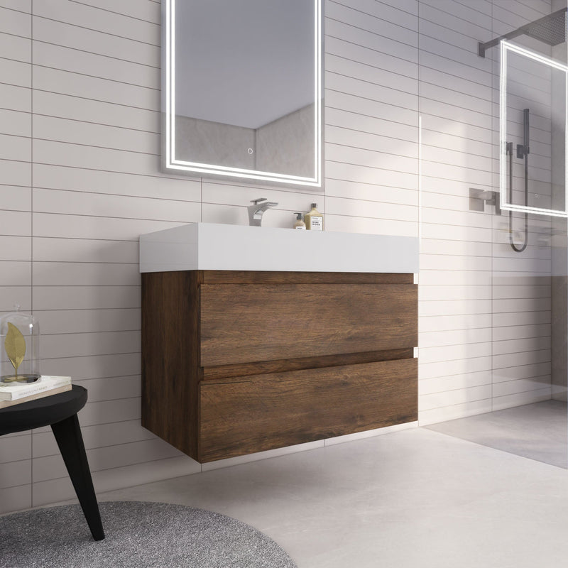 Monterey 36" Wall Mounted Vanity with Reinforced Acrylic Sinks (image 7)